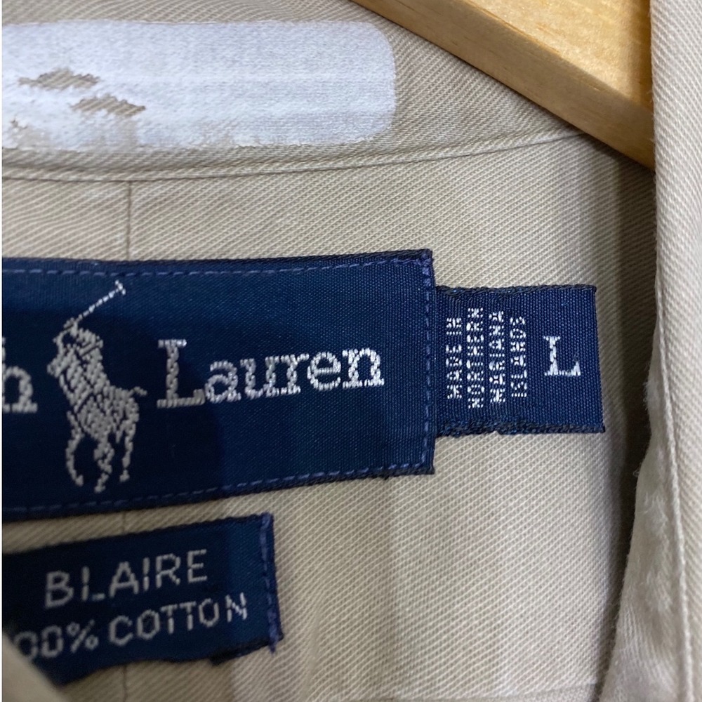 Polo Ralph Lauren Blaire Mens Tan Khaki Cotton Short Sleeve Button Down Shirt L - Picture 5 of 6